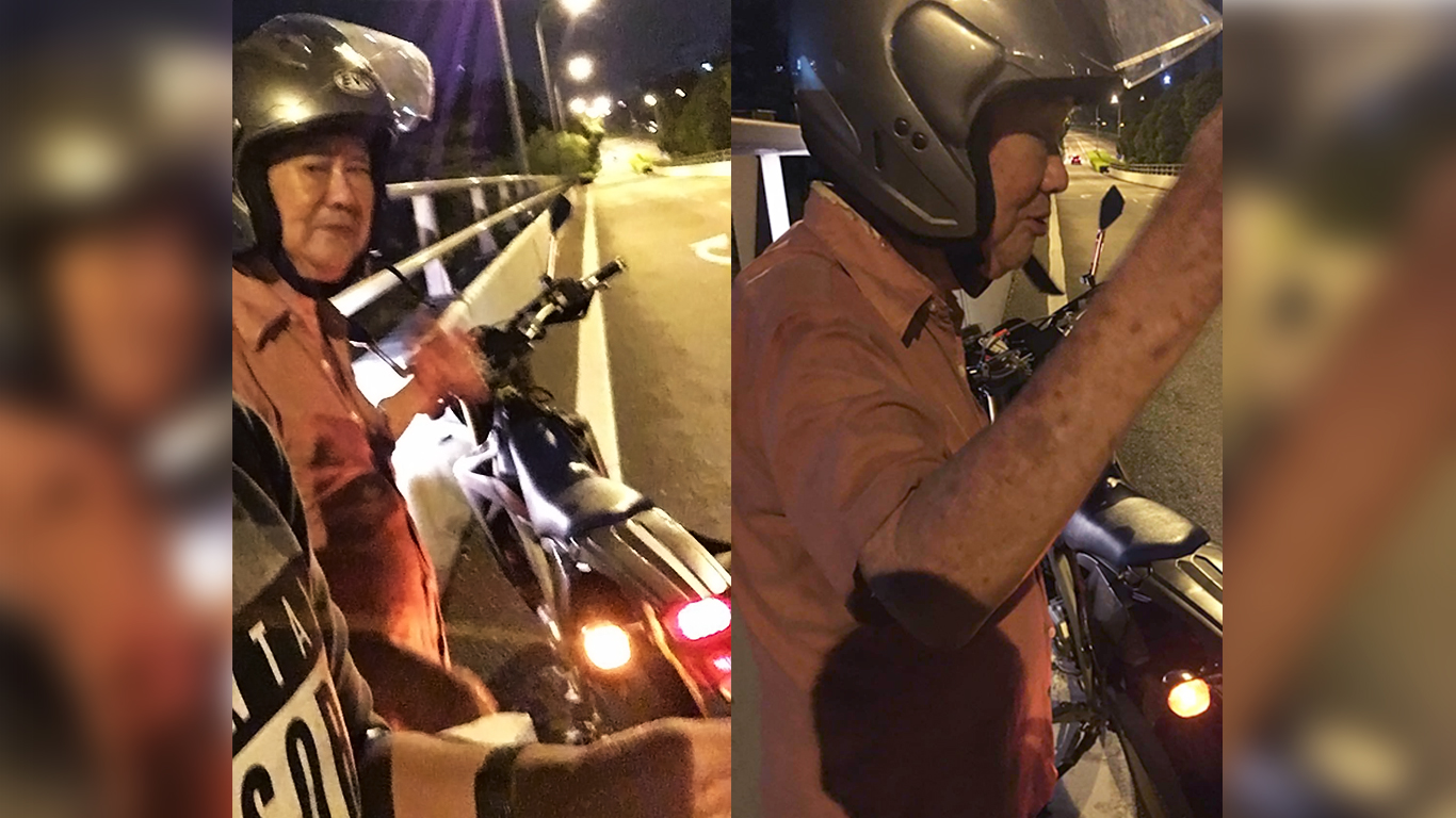 Motorcyclist rescues elderly man stranded on the expressway