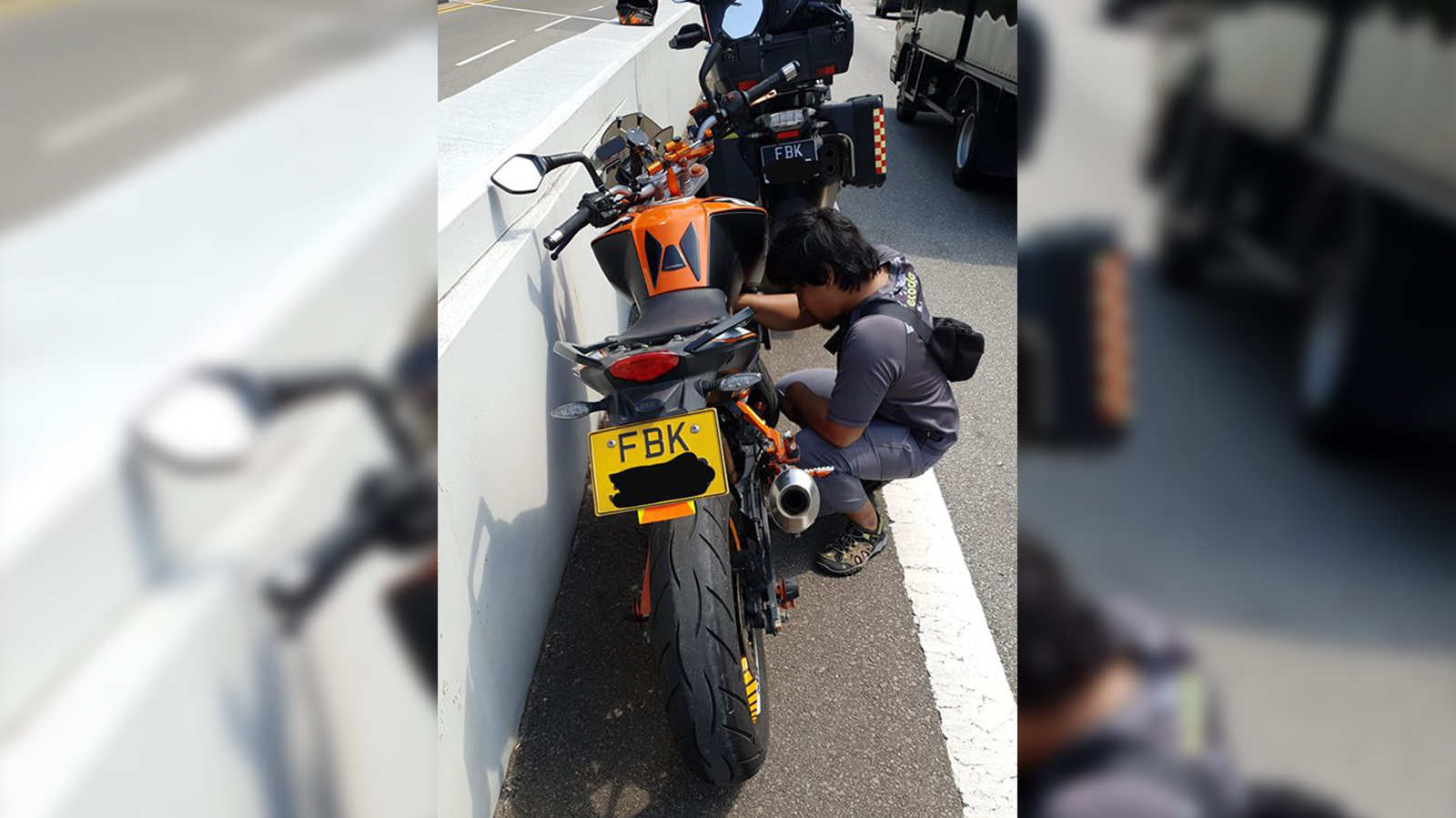 Kind BMW motorcyclist helps stricken P-plate rider