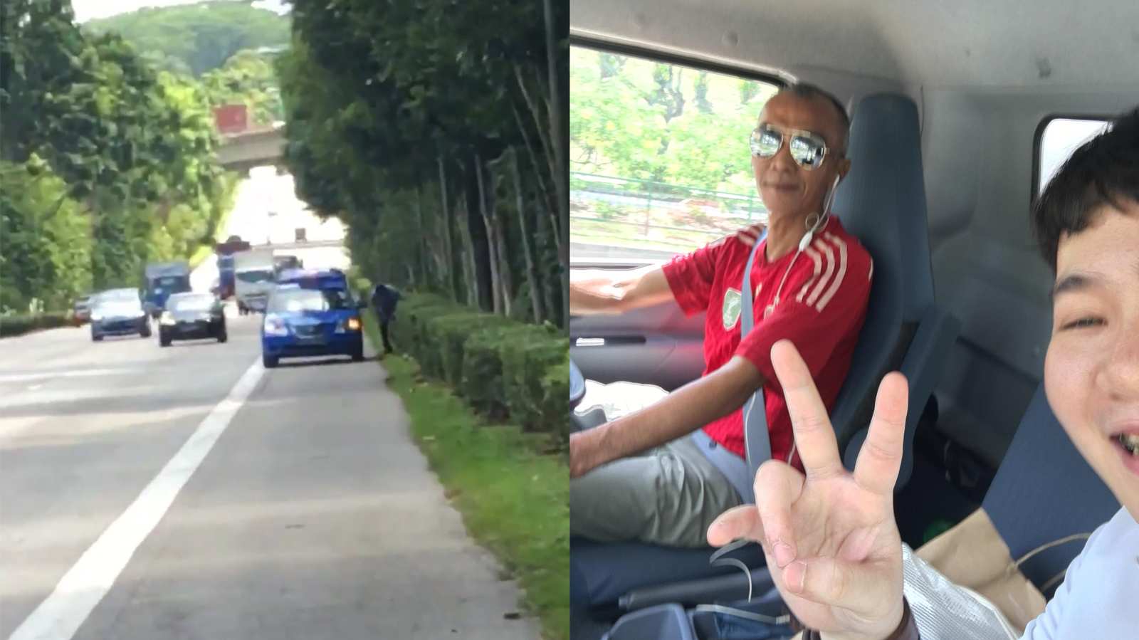 Kind lorry driver gives taxi passenger stranded on the highway a lift home