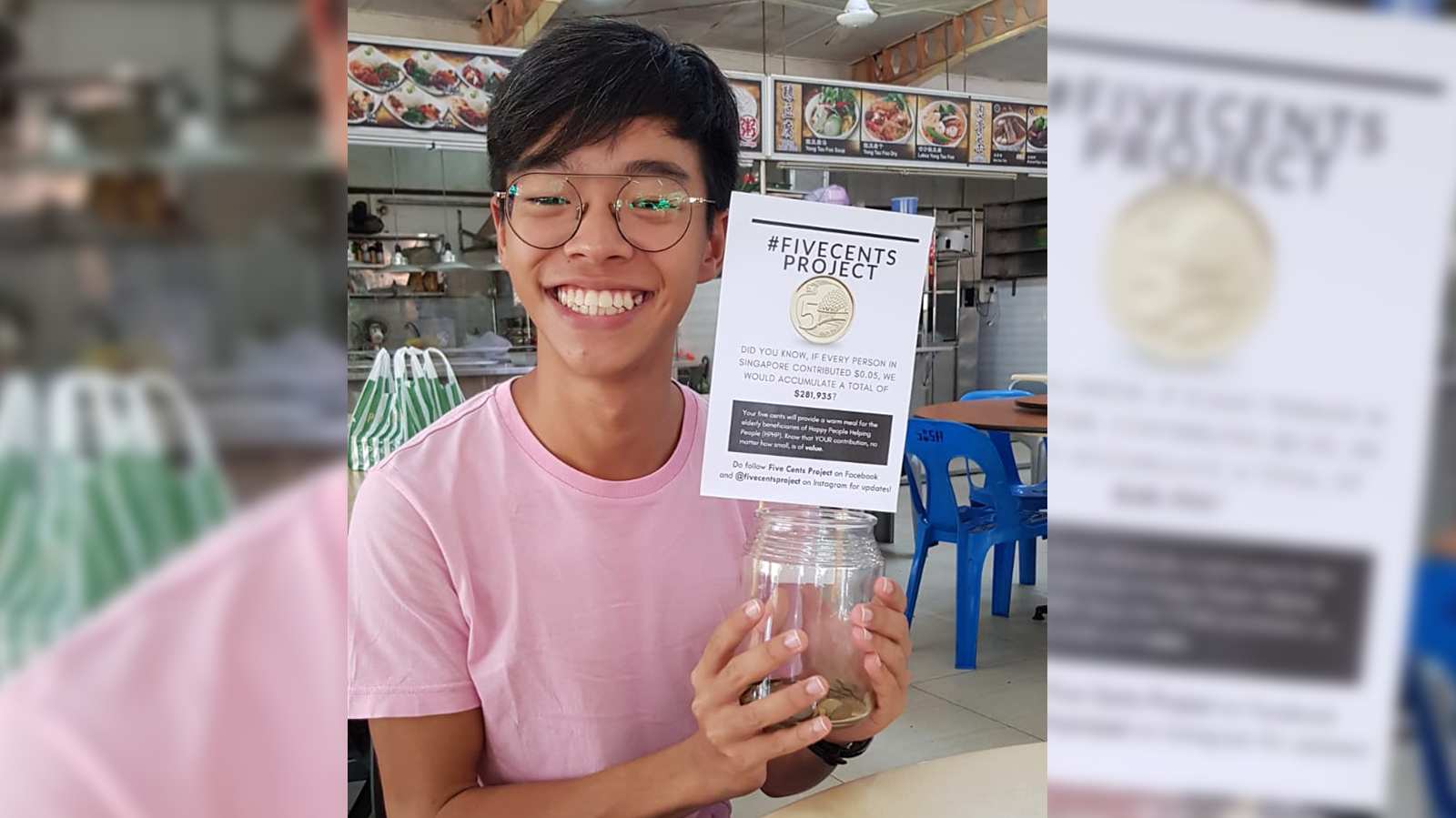 NTU student collects 14,000 five-cent coins to raise funds for needy cardboard collectors