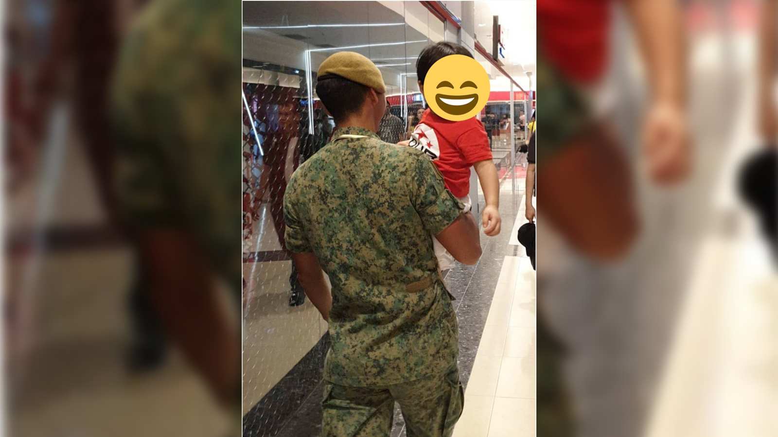 Singapore soldier guides lost family to right location, helps carry child for them