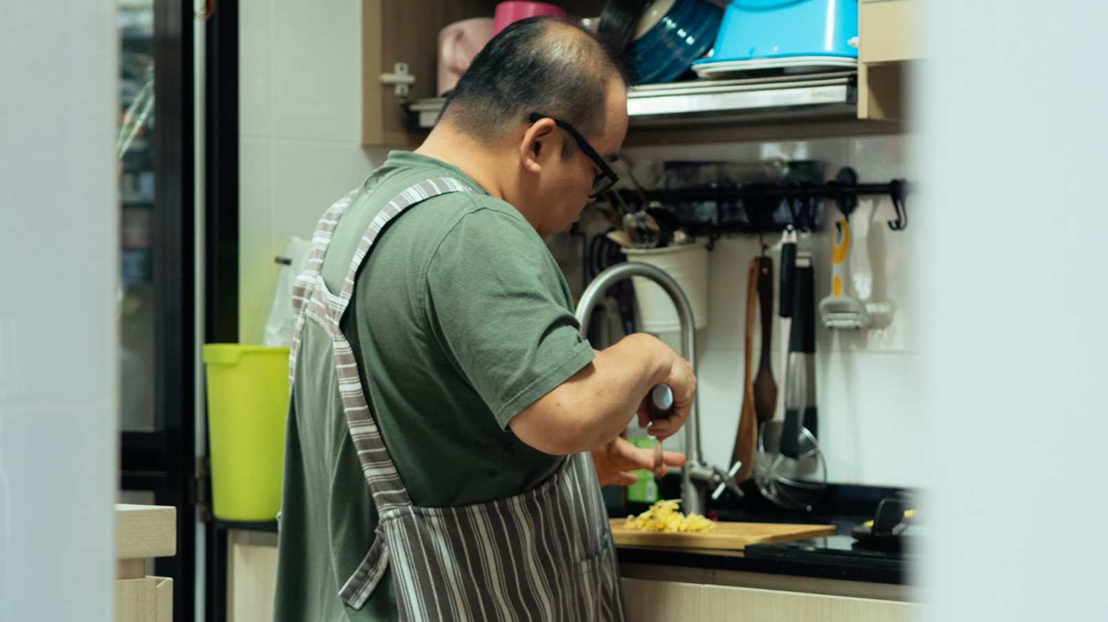 He shares his love for cooking by making home-cooked meals for his neighbours