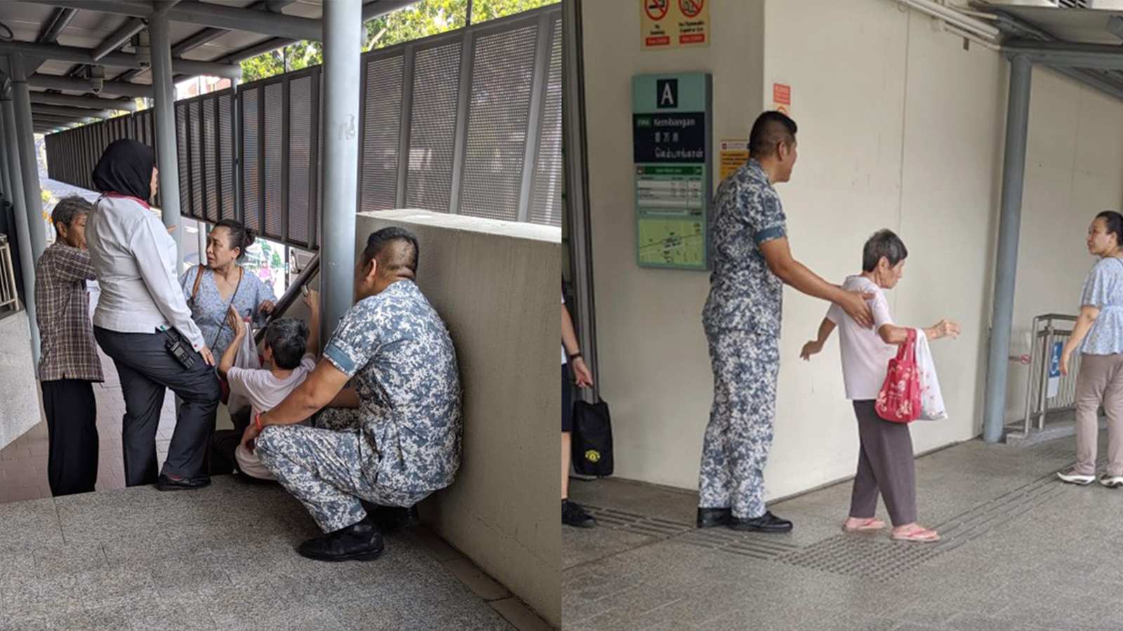 Good Samaritans rush to help elderly woman who fell down at the MRT station