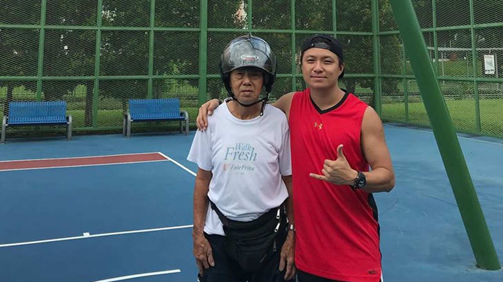 For the past eight years, this elderly man has voluntarily fixed public basketball court nets for free