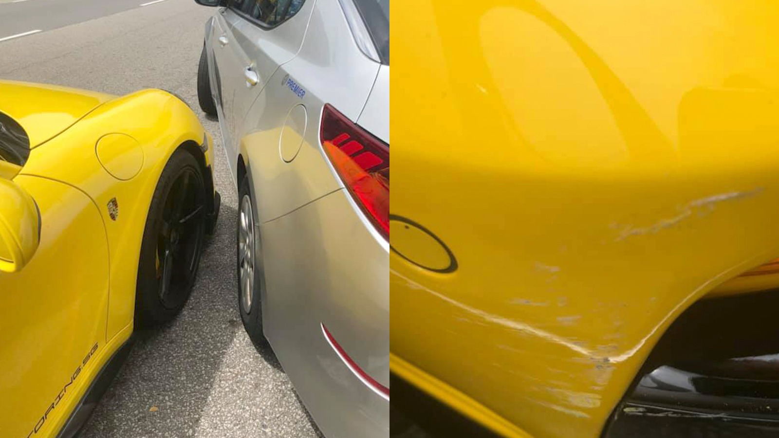 Kind Porsche driver charges just one dollar for damage to his car by taxi driver