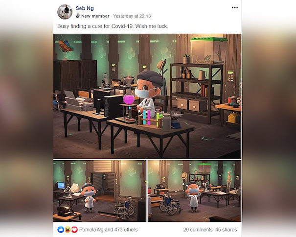 Screen capture from Animal Crossing Facebook