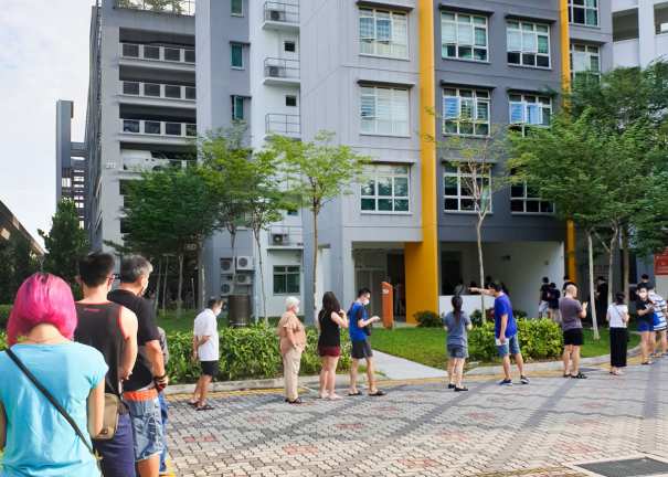 Queue to vote for Singapore 2020 election