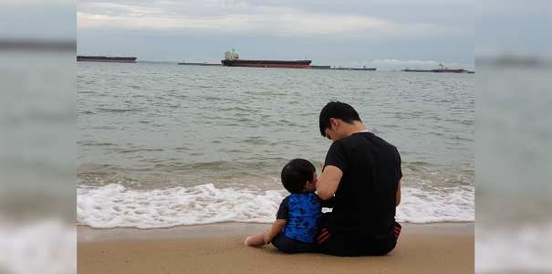 Family time at Singapore's Beach