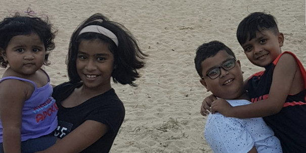 Sheena's kids at the beach