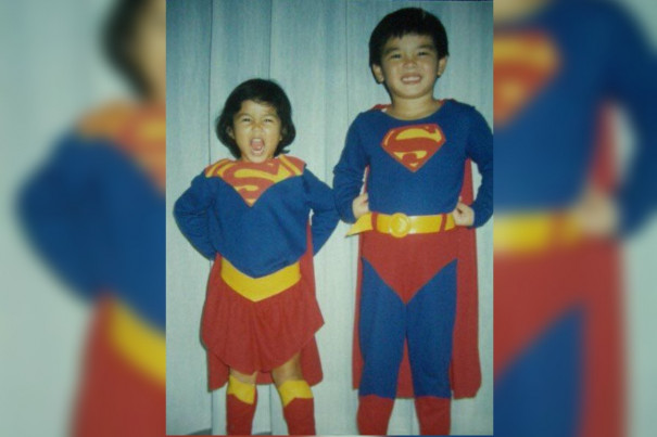 Kiss92 DJ with Brother - Superman Costume