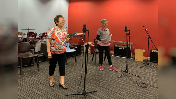 Sylvia Liew recording at ITE College Central.