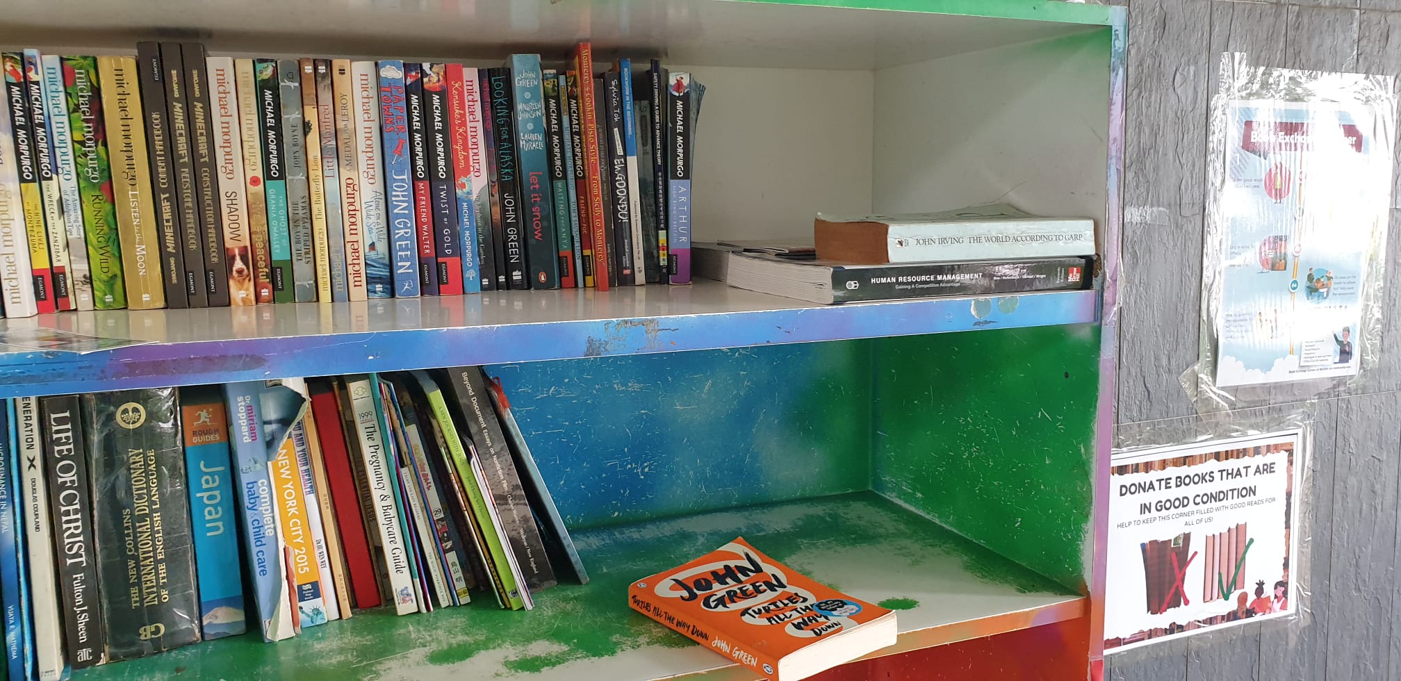 Shelves for donating books at Bishan Library.