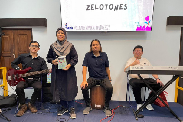 The Zelotones performing at Singapore Association of the Visually Handicapped (SAVH) in 2022.