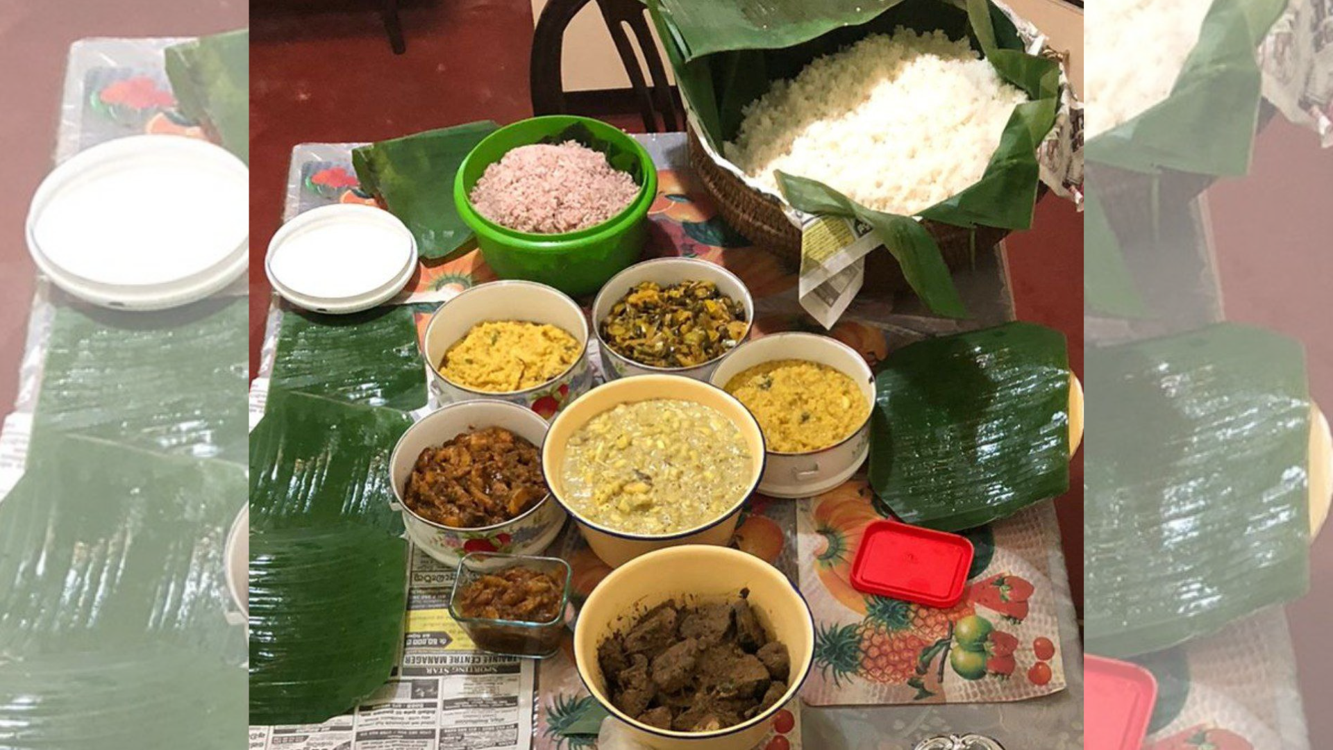 Rich variety of traditional Singaporean dishes served on banana leaves for the Pride - Singapore Kindness Movement celebration, highlighting cultural diversity and hospitality.