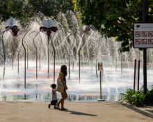 Colorful water fountain at Singapore Pride - Singapore Kindness Movement, promoting kindness and inclusivity.